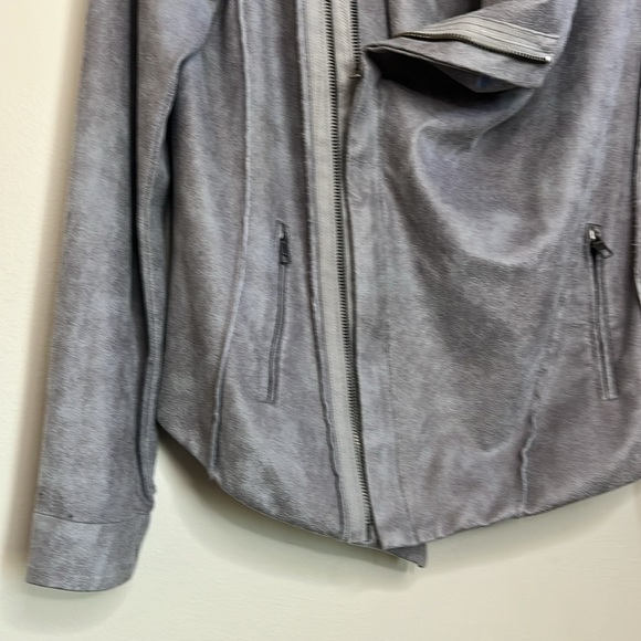 SW3 Bespoke GRAY SUEDE LEATHER-LOOK FAUX MOTO BIKER JACKET Size Large - Picture 3 of 14